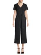 Karl Lagerfeld Paris Short Sleeve Tie Waist Jumpsuit