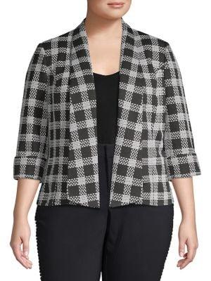 Nipon Boutique Plus Wide-lapel Plaid Jacket