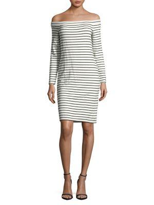 Bb Dakota Off-the-shoulder Striped Dress
