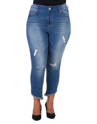 Melissa Mccarthy Seven7 Plus Distressed Skinny Ankle Jeans