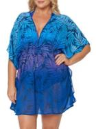 Bleu By Rod Beattie Plus Multicolored Leaf-print Caftan