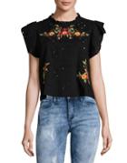 Free People Embroidered Cotton Top