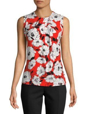 Karl Lagerfeld Paris Printed Pleated Blouse