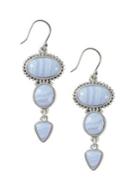 Lucky Brand Milagro Indigo Ranch Three-stone Blue Lace Agate Drop Earrings