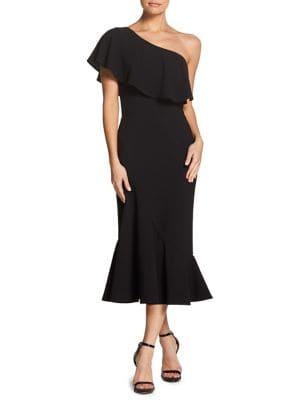 Dress The Population Raquel One-shoulder Crepe Midi Dress