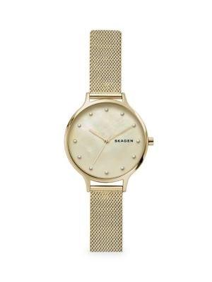 Skagen Anita Mother-of-pearl Goldtone Steel-mesh Watch