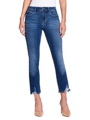 Skinny Girl Straight Cropped Destroyed-hem Jeans