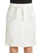 Lord & Taylor Linen Faux Wrap Skirt