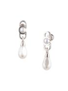 Carolee Sara Silvertone, Vertical C-link Freshwater & Glass Baroque Pearl Drop Earrings