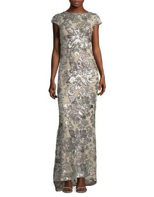 Calvin Klein Cap Sleeve Floral Gown