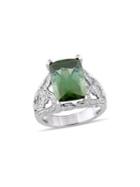 Sonatina 14k White Gold, Green Tourmaline & Diamond Engagement Ring