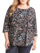 Karen Kane Plus Floral-print Shirttail Top
