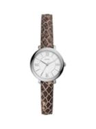 Fossil Jacqueline Mini 3-hand Gunmetal-tone Stainless Steel & Embossed Leather-strap Watch