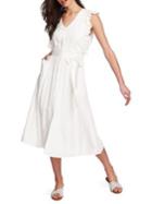 1.state Button Front Ruffle Tie Midi Dress