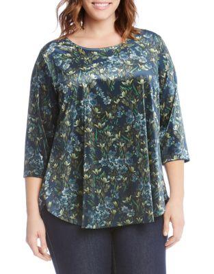 Karen Kane Plus Floral Velvet Top