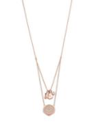Michael Kors Beyond Brilliant Crystals And Stainless Steel Charm Pendant Necklace