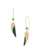 Robert Lee Morris Greener Pastures Goldtone & Green Malachite Sculptural Horn Drop Earrings