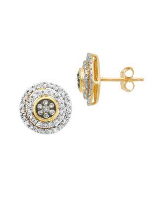 Lord & Taylor Diamond And 14k Yellow Gold Stud Earrings