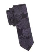 Black Brown Textured Floral Slim Tie