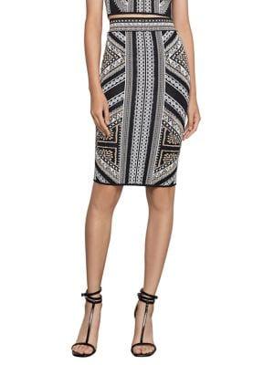 Bcbgmaxazria Mixed Motif Pencil Skirt