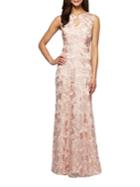 Alex Evenings Floral Embroidered Gown