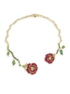 Betsey Johnson Enchanted Rose Hinged Collar Necklace