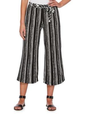 Rafaella Petite Cropped Stripe Wide-leg Pants