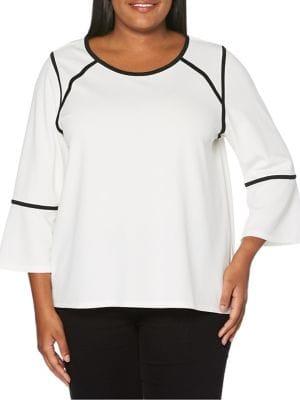 Rafaella Plus Contrast Three-quarter Sleeve Top