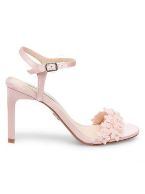 Betsey Johnson Blue Sb-snow Embellished Satin Ankle-strap Sandals