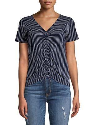 Design Lab Striped Front Shirred T-shirt