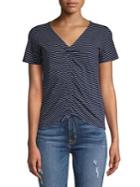 Design Lab Striped Front Shirred T-shirt