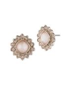 Marchesa Crystal Pave Button Stud Earrings