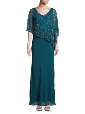 J Kara Plus Embellished Floor-length Gown