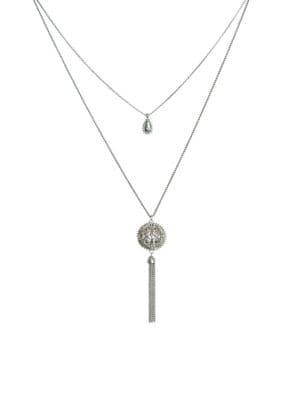 Lucky Brand Dark Magic Crystal Openwork Fringe Two-layer Y-necklace