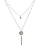 Lucky Brand Dark Magic Crystal Openwork Fringe Two-layer Y-necklace
