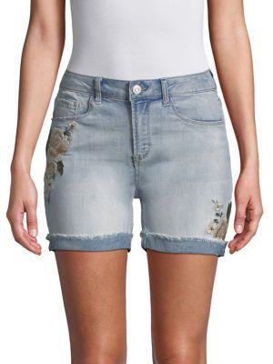 Kensie Jeans Embroidered Denim Shorts