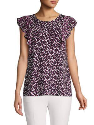 Michael Michael Kors Geometric Printed Ruffle Blouse