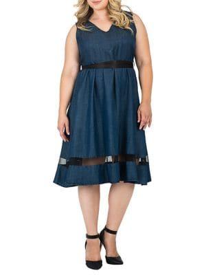 Standards And Practices Plus Julia Denim A-line Dress