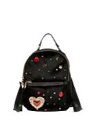 Betsey Johnson Mini Embellished Heart Velvet Backpack