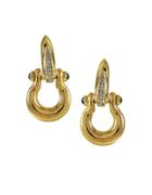 Lord & Taylor 14k Gold Sapphire And Diamond Horseshoe Earrings