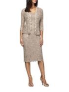 Alex Evenings Sequined Lace Jacket And Dress Set