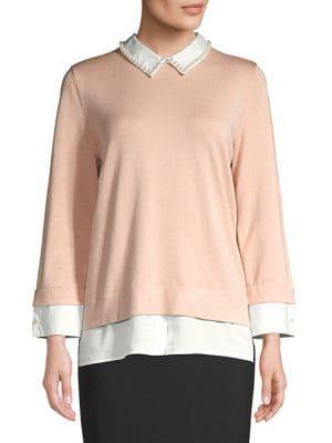 Karl Lagerfeld Paris Layered Faux-pearl Embellished Top