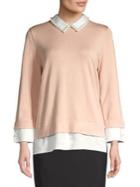 Karl Lagerfeld Paris Layered Faux-pearl Embellished Top