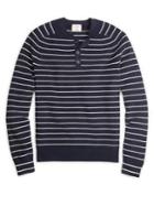 Brooks Brothers Red Fleece Striped Long-sleeve Cotton Henley