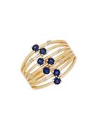 Lord & Taylor Diamond, Sapphire And 14k Yellow Gold Round Stones Ring