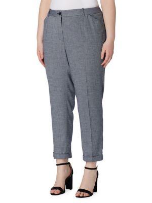 Tahari Arthur S. Levine Plus Chambray Cuffed Pants