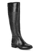 Karl Lagerfeld Paris Maine Floral-embossed Leather Riding Knee-high Boots