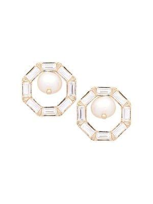 Nadri Josphine Crystal And Faux-pearl Octagon Earrings