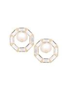 Nadri Josphine Crystal And Faux-pearl Octagon Earrings