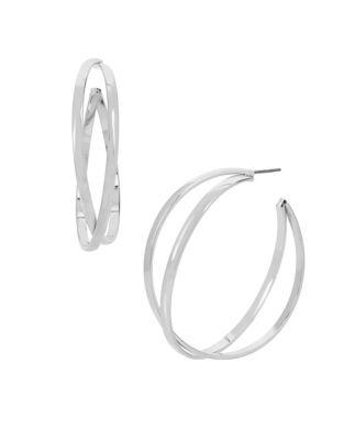 Bcbgeneration Neo Geo Crystal Open Hoop Earrings